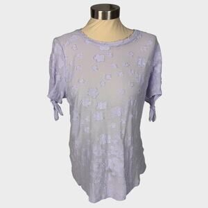 MICHAEL Michael Kors Textured Lavender Medium TShirt with Tie Sleeves